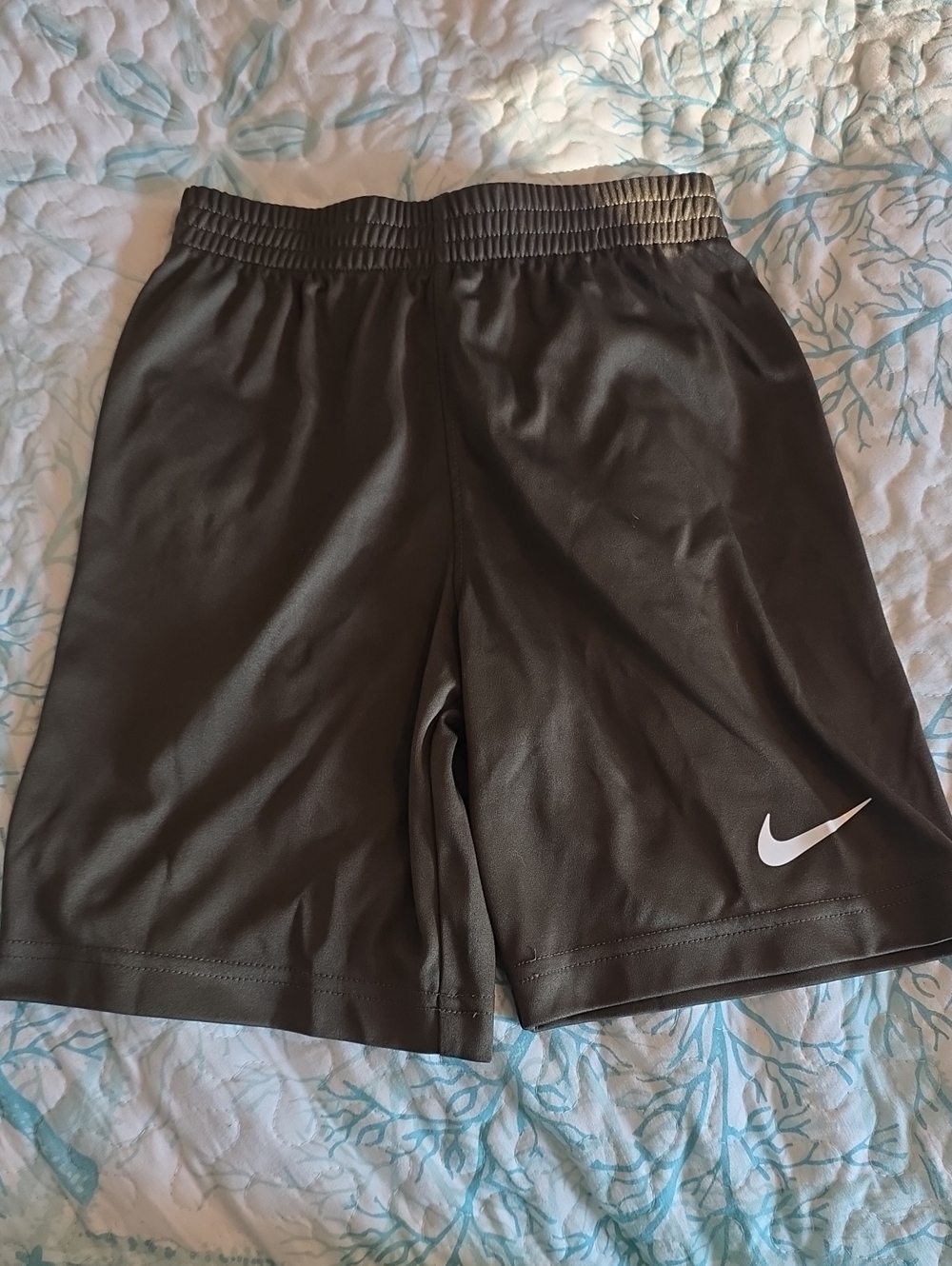 Nike Dark Green (7) Kids Athletic Shorts with White Swoosh